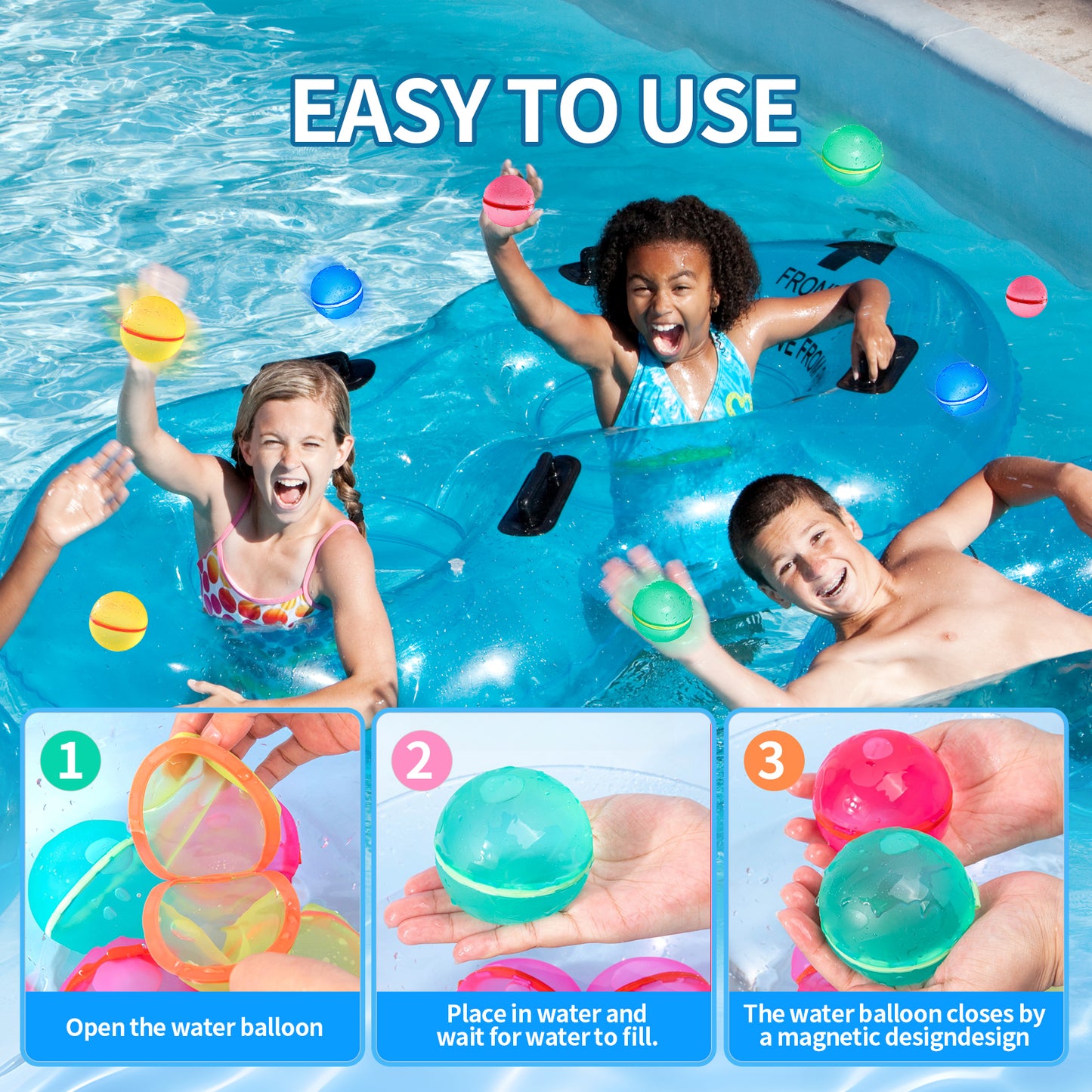 12er-Set Wiederverwendbare Wasserballons – Selbstschließend, Perfekt für Sommer & Outdoor-Spiele