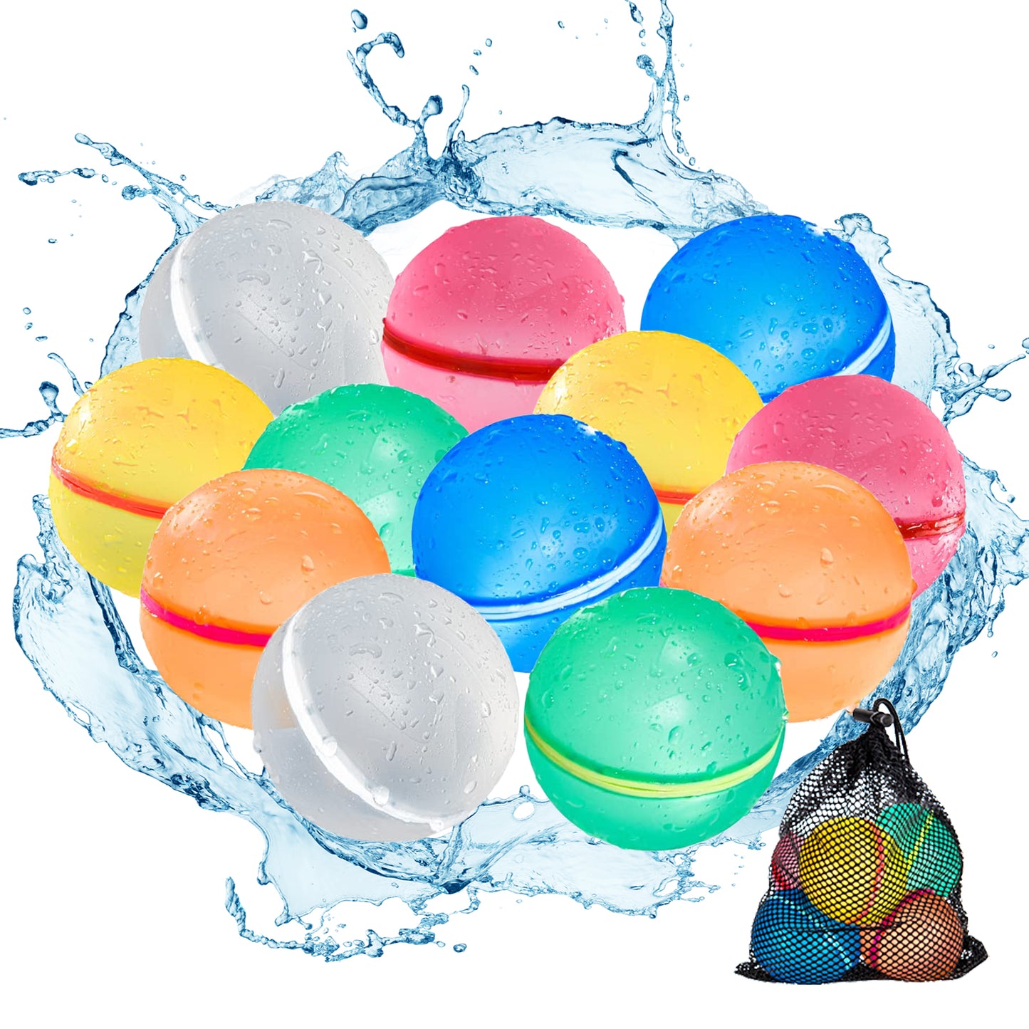 12er-Set Wiederverwendbare Wasserballons – Selbstschließend, Perfekt für Sommer & Outdoor-Spiele