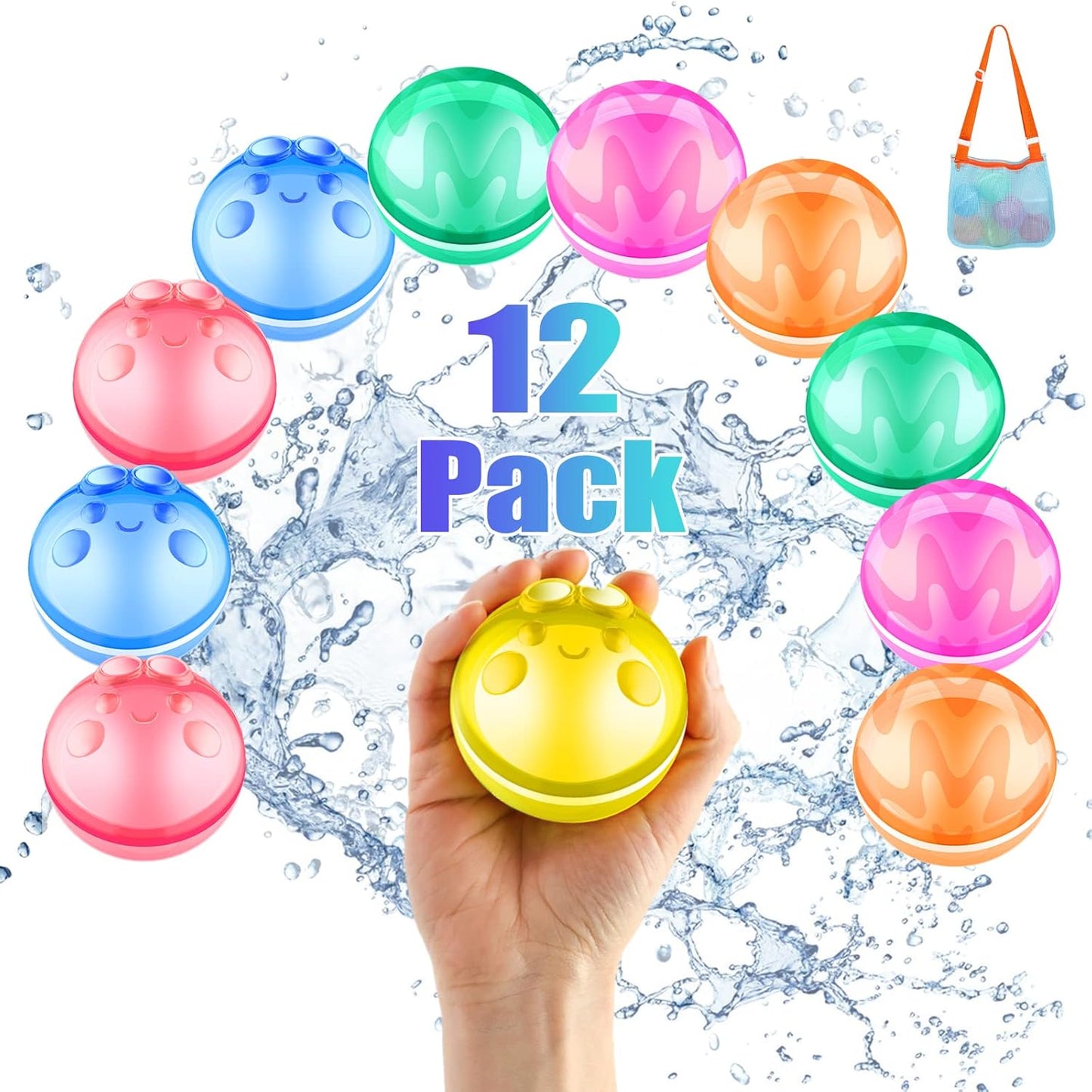 12 PCS Reusable Water Balloons for Kids Adults Outdoor Activities