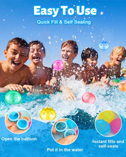 12 PCS Reusable Water Balloons for Kids Adults Outdoor Activities