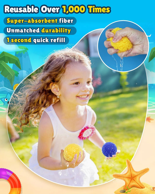 Reusable Water Balloons - 30 PCS Refillable Water Balls for Kids
