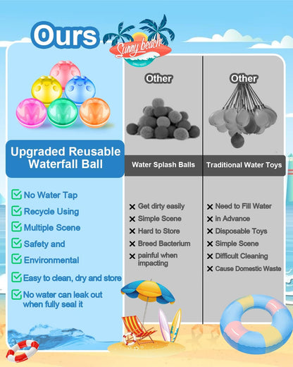 12 PCS Reusable Water Balloons for Kids Adults Outdoor Activities