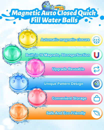 12 PCS Reusable Water Balloons for Kids Adults Outdoor Activities