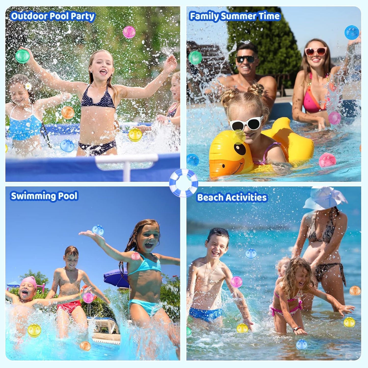 12 PCS Reusable Water Balloons for Kids Adults Outdoor Activities