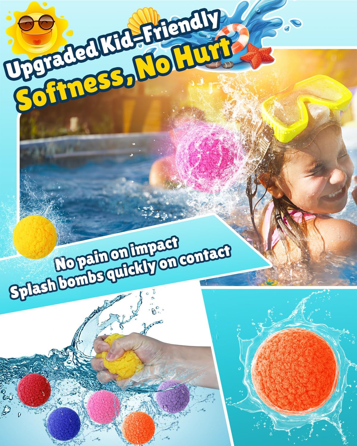 Reusable Water Balloons - 30 PCS Refillable Water Balls for Kids