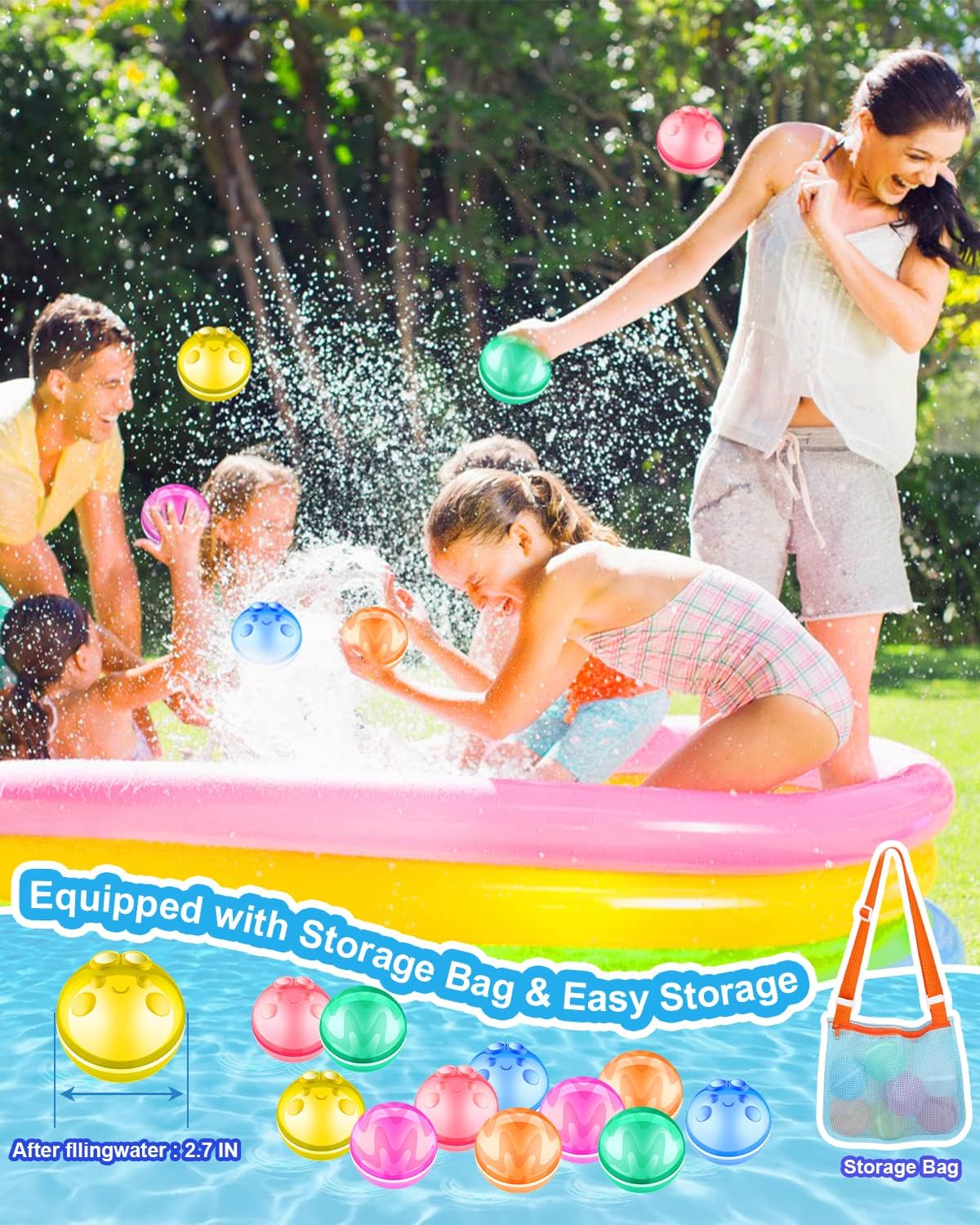 12 PCS Reusable Water Balloons for Kids Adults Outdoor Activities
